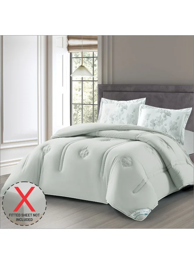 دوناتيلا طقم مفرش فندقي 3 قطع من المايكروفايبر ستايل مقلم بخياطة الغرز على اللحاف مقاس كينغ 260×240 سم